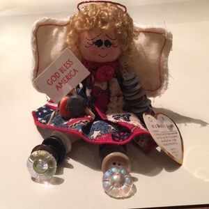 Adorable Button Dolly God Bless America Angel